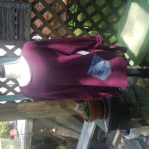 Boho 1x burgundy upcycled star sweatshirt